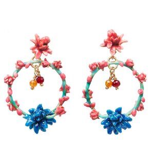 Les Nereides Cactus And Desert Flower Hoop Stud Earrings
